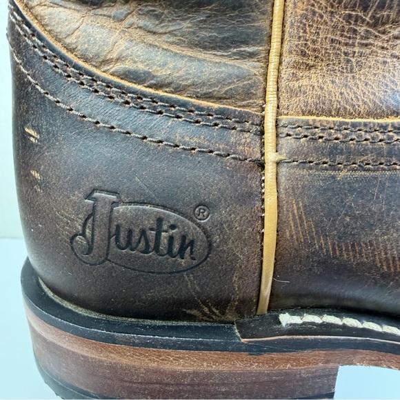 Justin Women’s Tan Water Buffalo Holland 10” Roper Western Leather Boots Sz 8.5B - Picture 9 of 11